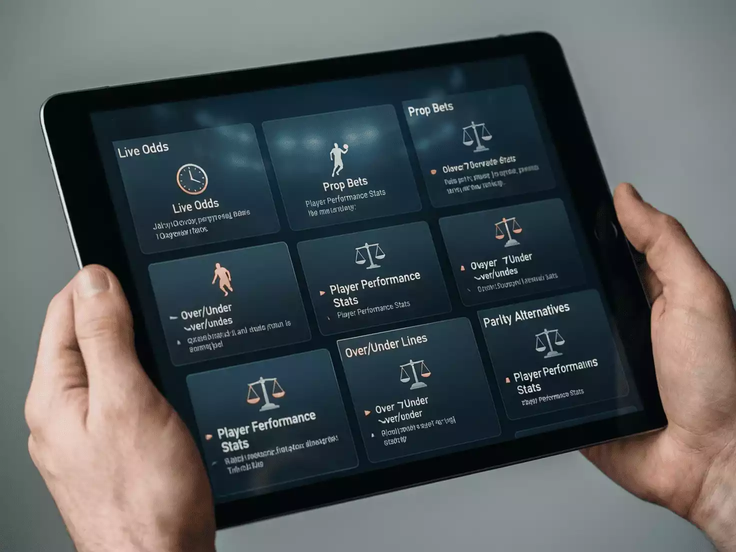 Interfaz digital mostrando diferentes tipos de mercados de apuestas deportivas