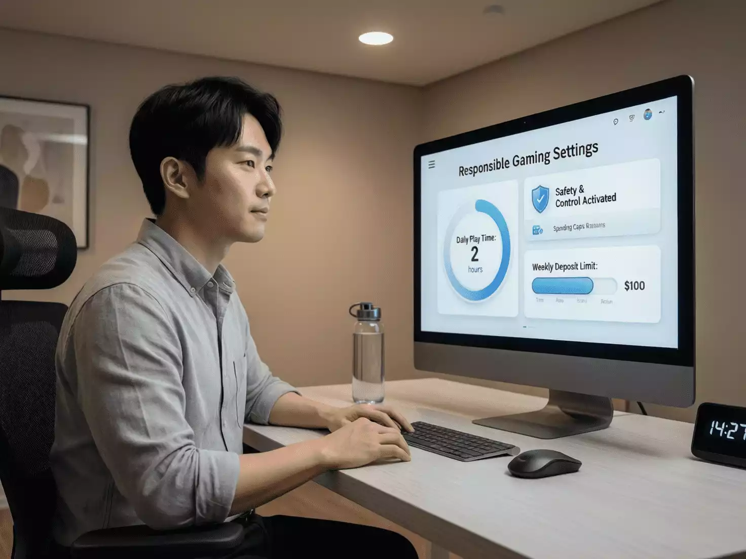 Persona revisando configuración de límites en pantalla de ordenador