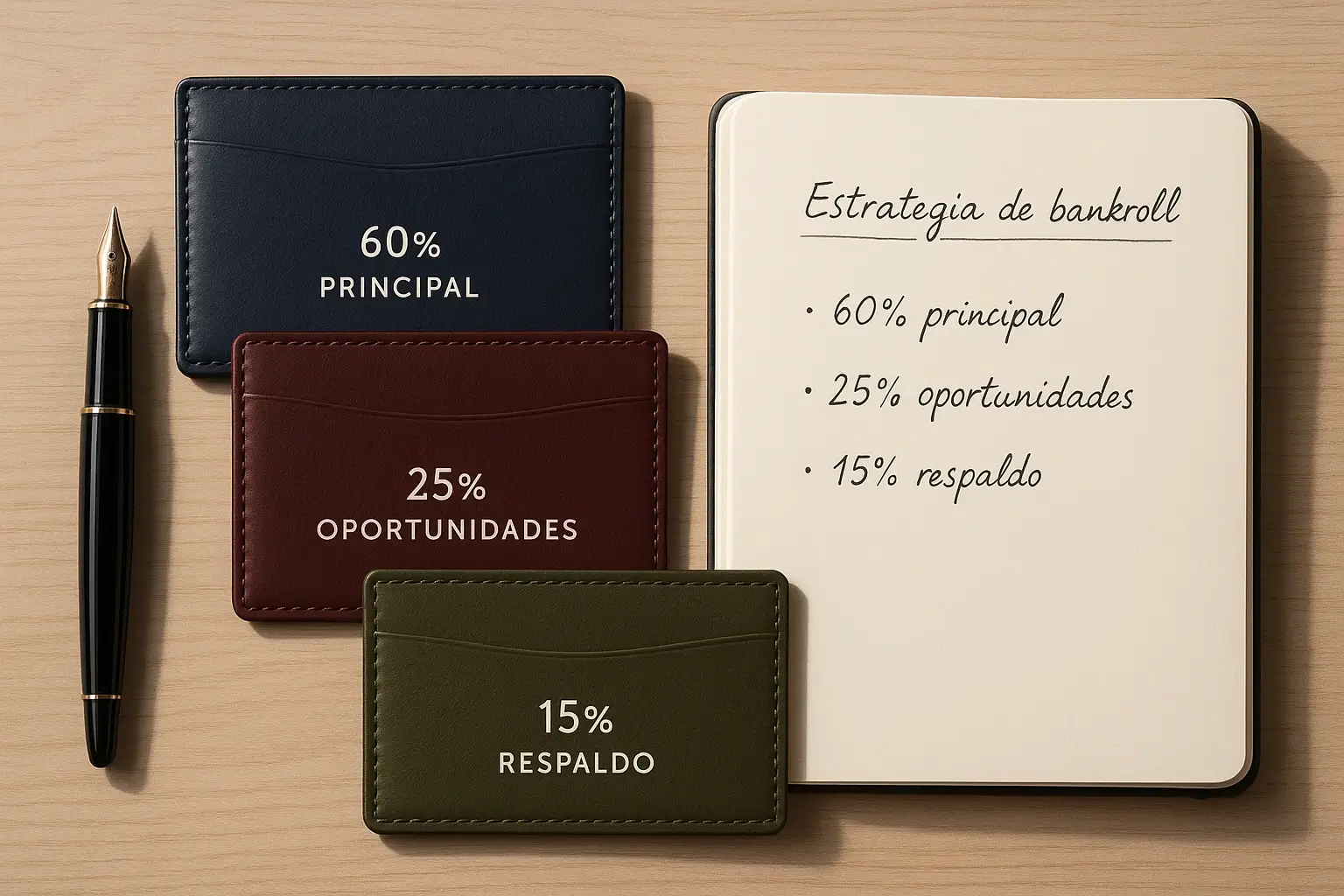Estrategia de distribución del bankroll en múltiples casas de apuestas: 60% principal, 25% oportunidades, 15% respaldo
