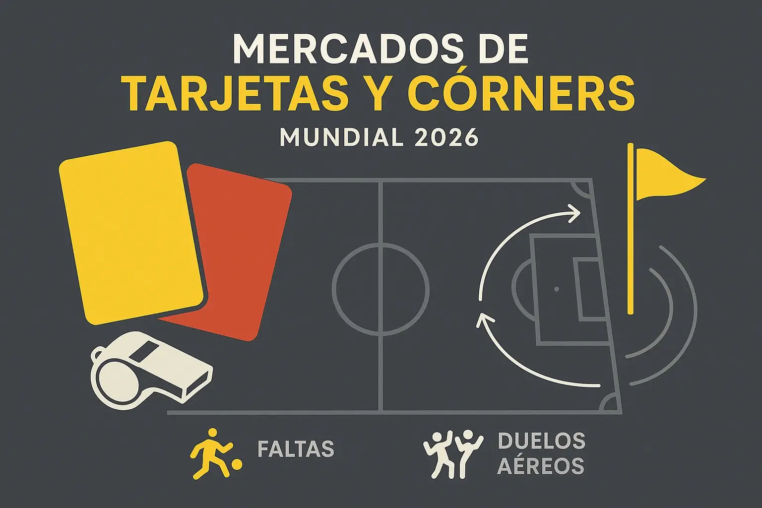 Mercados de tarjetas amarillas rojas y córners para apuestas en el Mundial 2026