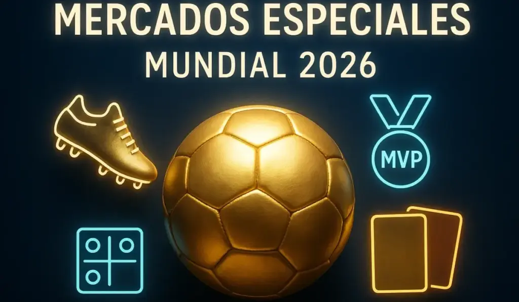 Mercados especiales de apuestas para el Mundial 2026 con bota de oro, grupos y estadísticas